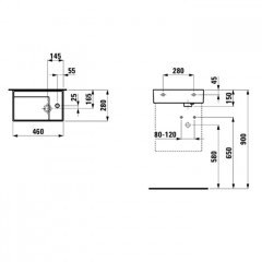 Laufen Kartell Раковина 460х280х120мм без перелива, с 1 отв. под смеситель, со скр сливом, с покр. LLC, цвет: белый