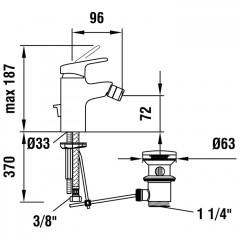 Laufen Citypro смеситель для биде однорычажный, фиксированный излив 96 мм, с донным клапаном, цвет хром