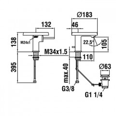 Laufen Kartell Смеситель для раковины, на 1 отв., с донным клапаном, излив 110мм, цвет: хром