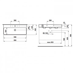 Laufen VAL Раковина 950х420х115мм без отв. под смеситель, цвет: белый