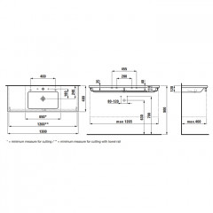 Laufen Living City Раковина-столешница Living square 130х48 см, подрезаемая, с 1отв. для смесителя, цвет белый