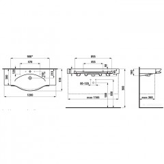 Laufen Palace Раковина подвесн/накладн 1200х510х110 мм, с 1 отв под смес, c полотенцедерж, цвет бел (со скл Продаем с тумбой 4.0130. и по запросу без)