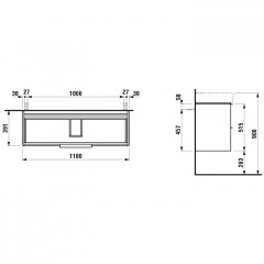 Laufen Base База под раковину 1180x390x530 мм, 2 ящика,включает в комплект органайзер для ящика, совместим с раковиной 810289, белый матовый
