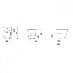 LAUFEN Lua Биде напольное 520*360*h420 мм с 1отв. для смесителя, цвет белый глянец