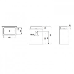 LAUFEN LIVING SQUARE Раковина прямоугольная 600х340х110 мм без отв. под смеситель,без перелива, цвет: белый с покрытием LCC Laufen Clean Coat