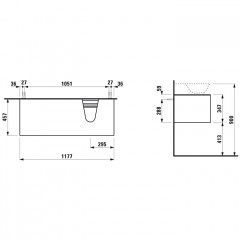 Laufen New Classic База под раковину подвесная, раковина справа , 1180х450х350 мм, 1 ящик, цвет серый (для раковины 816852)