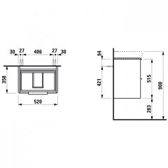 LAUFEN PRO S Тумба под раковину 520x360x530 мм., подвесная, 2 ящика, цвет белый матовый (ВРЕМЕННО не поставляем!)
