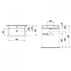 Laufen VAL Раковина 650х420х115мм с 1 отв. под смеситель, цвет: белый