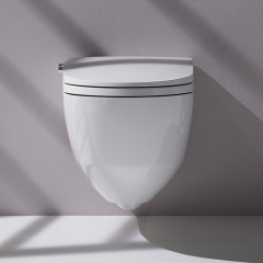 Laufen Cleanet Riva Унитаз-биде подвесной 600х395х405 мм, безободковый у с пультом д/у, с сиденьем, c покрытием LCC , цвет белый матов/хром