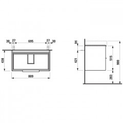 Laufen Base База под раковину 8.1396.5 подвесная (810x440x530 мм), с 2 ящиками, цвет: белый матовый
