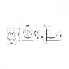 LAUFEN Lua Унитаз безободковый подвесной 520*360 мм, цвет белый глянец