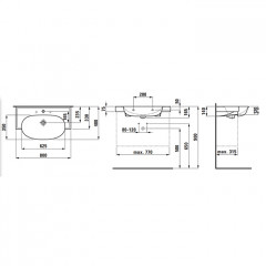 Laufen New Classic Раковина накладная овальная 800х480х75 мм, с 3 отв под смеситель, без перелива, цвет белый матовый
