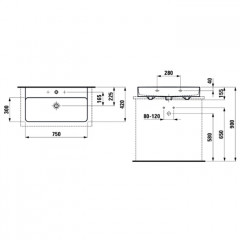 Laufen VAL Раковина 750х420х115мм с 1 отв. под смеситель, цвет: белый