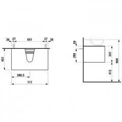 Laufen New Classic База под раковину подвесная , 780х450х350 мм, 1 ящиком, цвет белый глянцевый (для раковины 816852)