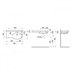 Laufen Palace Раковина на столешницу 900х460х50 мм, с 1 отв под смеситель, столешница слева, цвет белый (со склада прдаем с базой 4.0150.2.075.519.1)