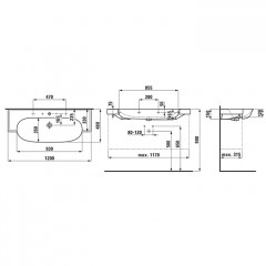 Laufen New Classic Раковина накладная овальная 1200х480х75 мм, с 3 отв под смеситель,без перелива, цвет белый LCC, с покрытием LAUFEN Clean Coat