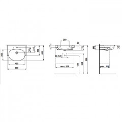 Laufen New Classic Раковина накладная овальная 600х480х75 мм, с 3 отв под смеситель,с переливом, цвет белый LCC, с покрытием LAUFEN Clean Coat