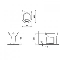 LAUFEN Pro Унитаз напольный 470x360x450 мм, с полочкой, выпуск вертикальный, увеличенная высота 450 мм, белый