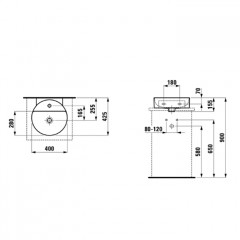 Laufen VAL Раковина 400x425х110мм с 1 отв. под смеситель, цвет: белый