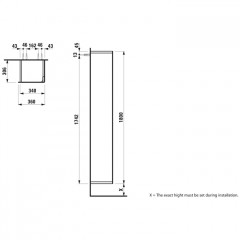 Laufen INO Шкаф подвесной, 360х305х1800мм, с 1 дверцей, DX, цвет: белый матовый