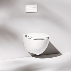 Laufen Cleanet Riva Унитаз-биде подвесной 600х395х405 мм, безободковый у с пультом д/у, с сиденьем, c покрытием LCC , цвет белый матов/хром