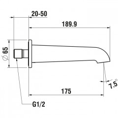 Laufen VAL излив монтируемый в стену 175 мм, хром