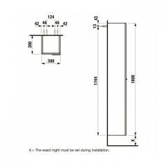 Laufen Kartell Шкаф подвесной, 300х300х1800мм, с 1 дверцей, SX, цвет: оранжевый глянцевый (НЕ производится!)