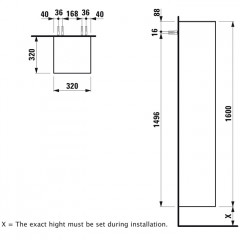 Laufen New Classic Колонна высокая подвесная 330х330х1600мм, 4 полочки, 1 дверка -петли справа, цвет белый глянцевый