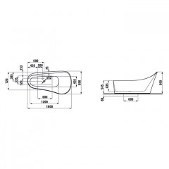 Laufen Palomba Ванна 1800x890x540мм, свободностоящая, из материала Sentec, со сливом-переливом, цвет: белый