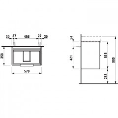 Laufen Base База для раковины 8.1895.9 подвесная (570x360x530 мм) с 2 ящиками, цвет светлый вяз