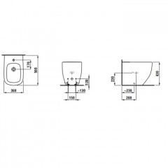 Laufen Palomba Биде напольное 560x360x430мм, с 1 отв. под смеситель, с покр. LLC, цвет: белый