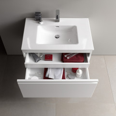 Laufen PRO S комплект: шкафчик с раковиной, 800х500х460 мм, с раковиной Slim 800 мм, 1 внутренний ящик, вкл.органайзер для ящика, белый матовый