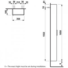 Laufen Base Шкаф высокий 350х1855х1650 мм, 1 дверца справа, цвет белый матовый