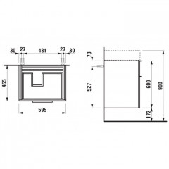 Laufen Kartell Тумба под раковину 810334, 595х455х615мм, с 2 выдвиж. ящиками, с сифоном, цвет: оранжевый глянцевый (НЕ произв!)