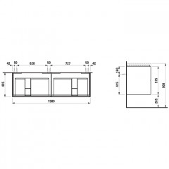Laufen Palomba Раковина двойная 1600x500х40мм с 1 отв. под смеситель, цвет: белый (со склада продаем с базой 4.0745.4.180.222.1) НЕ производится!