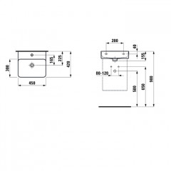 Laufen VAL Раковина 450х420х155мм с 1 отв. под смеситель, цвет: белый (последние 3шт продаем с базами 4.1010.2.160)
