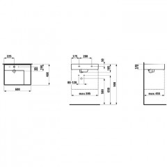 Laufen Kartell Раковина 600х460х120мм без перелива, без отв. под смеситель, со скр сливом, полка справа, цвет: белый (со скл продаем с базой 4.0755.2)