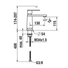 Laufen THE NEW CLASSIC смеситель для раковины, излив 130 мм, без донного клапана, хром