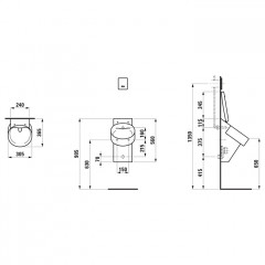 Laufen VAL писсуар 305x365x560 мм безободковый Rimless, внутренний подвод воды, отверстия для крышки, белый