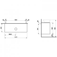 Laufen New Classic База под раковину подвесная , 1180х450х600 мм, 2 ящика, цвет белый глянец (для раковины 812852, 812853) (Привезем за 3 недели!)