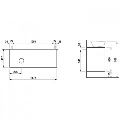 Laufen New Classic База под раковину подвесная раковина слева , 1180х450х600 мм, 2 ящика, цвет серый (для раковины 812852,812853)