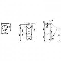 Laufen Caprino Plus Писсуар с внутренним подводом воды, с креплением (без сифона 8.9418.1 и впускного патрубка), цвет белый
