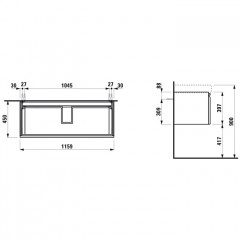 LAUFEN PRO S Тумба под раковину, 1160x450x395 мм, 1 внутренний ящик, подходит для раковины 814965, светлый дуб