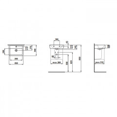 Laufen Pro Раковина мини 45х34х11,5 см,подвесная/накладная с 1отв., c переливом, цвет: белый