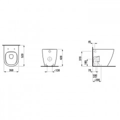 LAUFEN Lua Унитаз безободковый напольный 520*360*h420 мм, цвет белый глянец