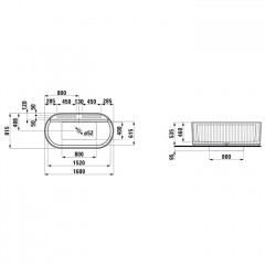 Laufen Sonar Ванна 1600x815х460мм, пристенная, с слив-переливом, материал: Marbond c рельефом, итегрированный перелив, цвет: белый