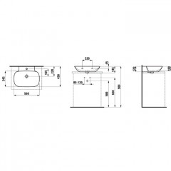 Laufen INO Раковина 560х450х120мм с 1 отв. под смеситель, с покр. LLC, цвет: белый