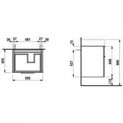Laufen Kartell Тумба под раковину 810335, 595х455х615мм, с 2 выдвиж. ящиками, с сифоном, цвет: оранжевый глянцевый (Не производлится!)