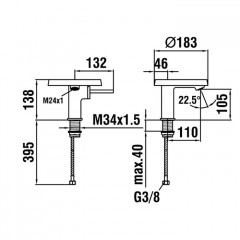 Laufen Kartell Смеситель для раковины, на 1 отв., без донного клапана, излив 110мм, цвет: хром