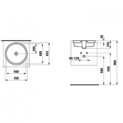Laufen Living City Раковина 400x335x170 мм без отв. под смеситель, встраив. снизу, цвет: белый